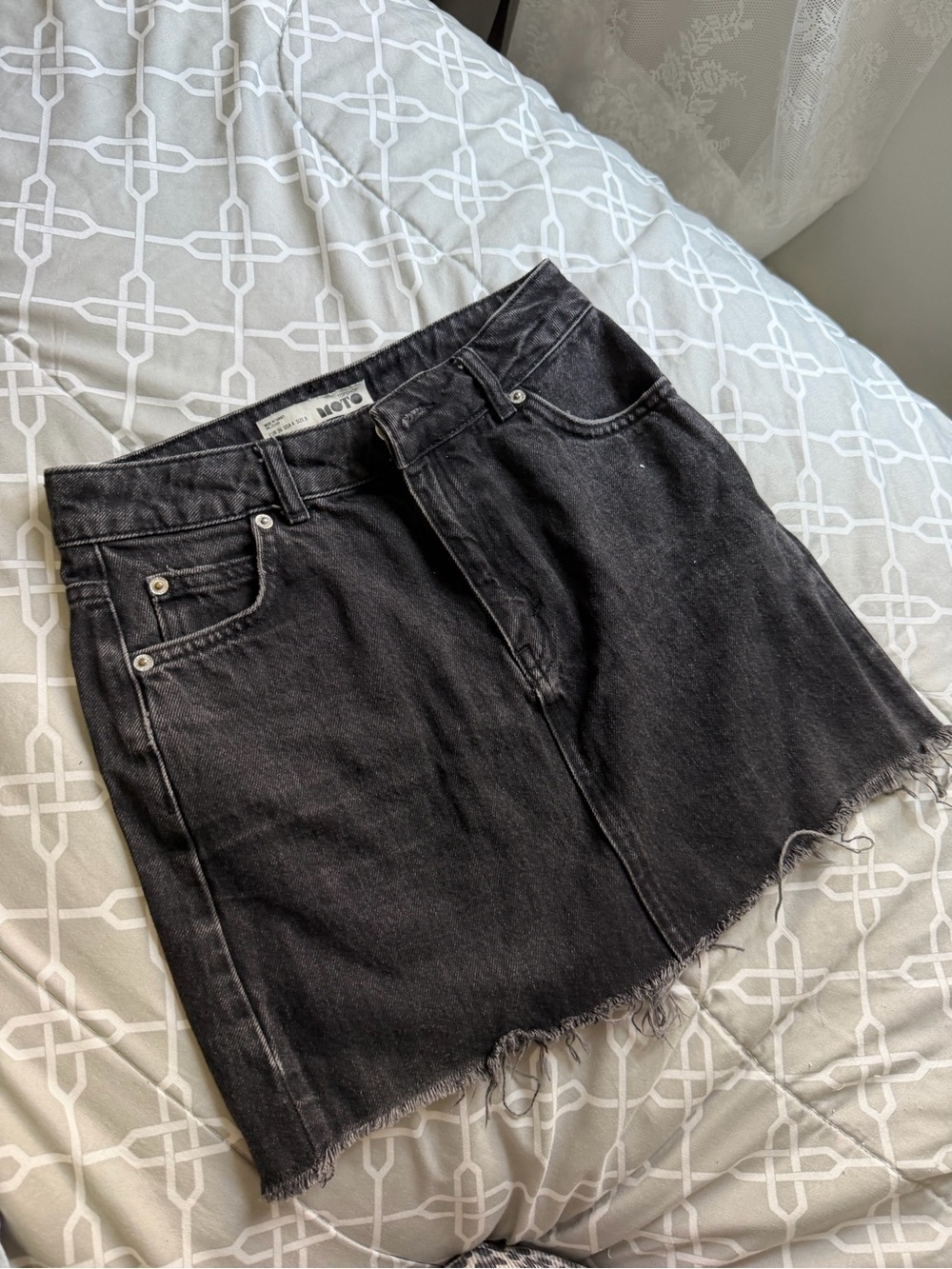 TOPSHOP black Denim Mini Skirt